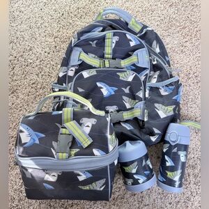 Pottery Barn Kids Shark Adventure Backpack Set - Blue and Gray